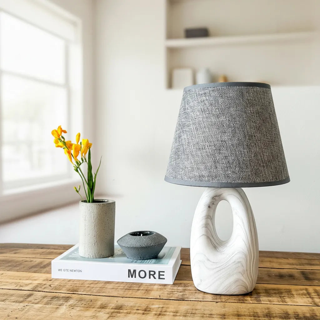 Lámpara Cerámica Mármol Lampara de mesa Frank Home Chile