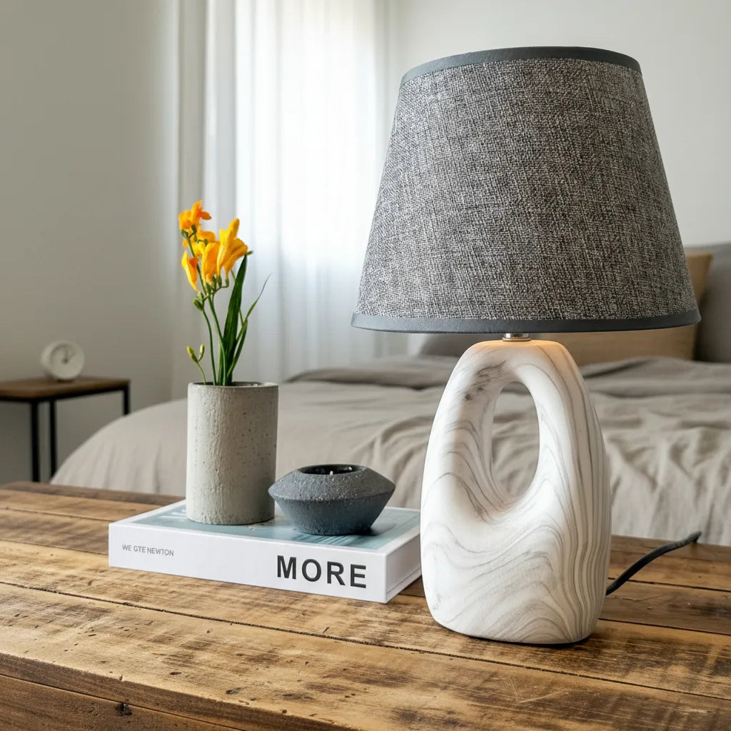 Lámpara Cerámica Mármol Lampara de mesa Frank Home Chile