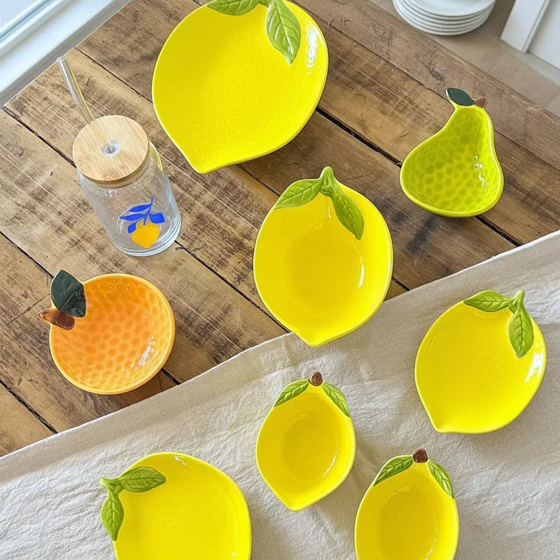 Platillo Cerámica Limón - Diseño Fresco 2 Tamaños Frank Home Chile