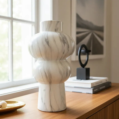 Florero Textura Mármol 30cm - Diseño Elegante Florero Frank Home Chile