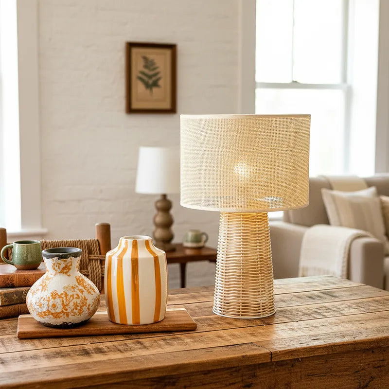 Lámpara Mesa Base y Pantalla Tejida Lampara de mesa Frank Home Chile