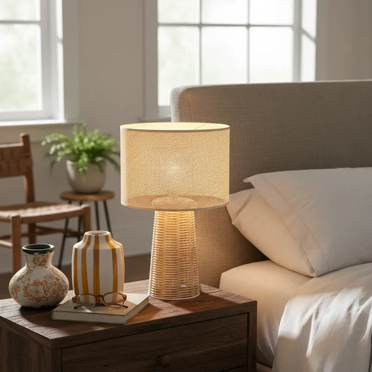 Lámpara Mesa Base y Pantalla Tejida Lampara de mesa Frank Home Chile