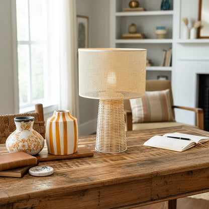 Lámpara Mesa Base y Pantalla Tejida Lampara de mesa Frank Home Chile