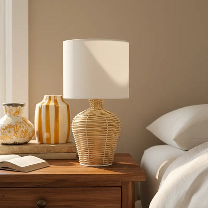 Lámpara Tejida Base Vasija 32cm Lampara de mesa y escritorio Frank Home Chile