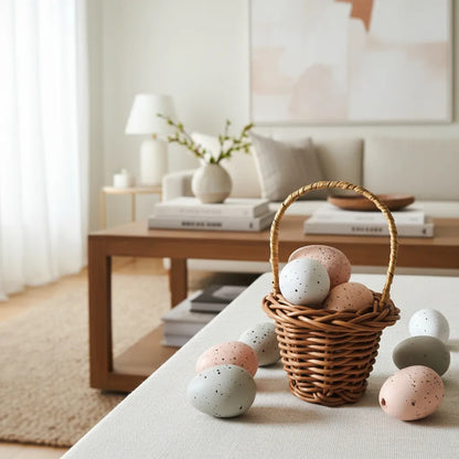 Set Mini Canastos y Huevitos Pascua - 5 Canastos 24 Huevos Decorativos set pascua Frank Home Chile