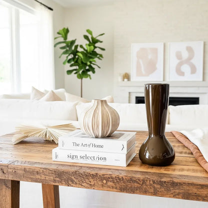 Florero Cerámica Café Moro Esmaltada - 3 Tamaños Disponibles Urna Florero Frank Home Chile