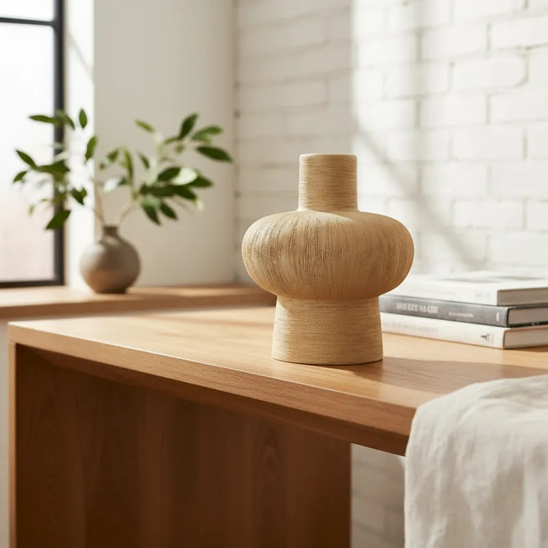 Florero Mushroom Textura Rústica Beige Florero Frank Home Chile