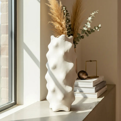 Jarrón Organico Nódulos Cerámica Blanco Jarrón Frank Home Chile