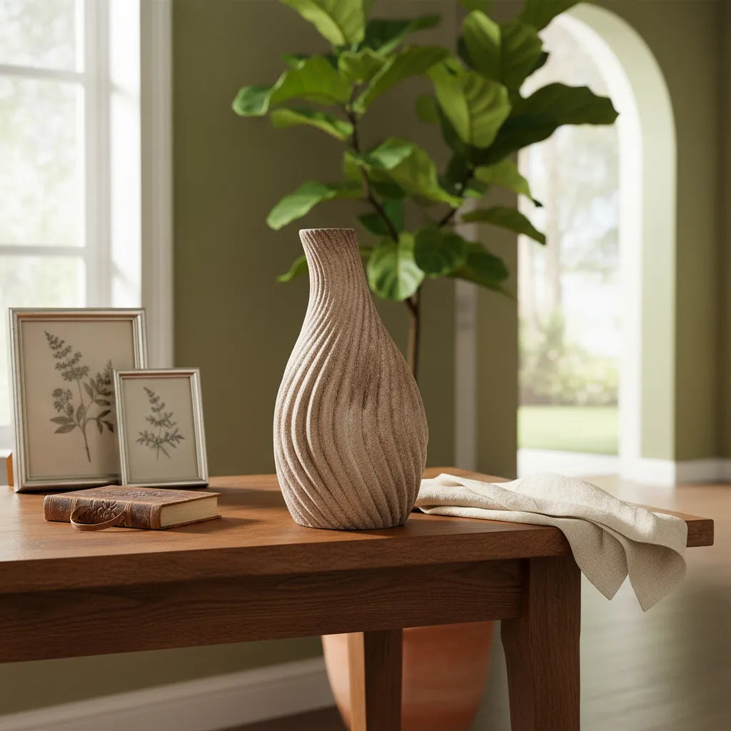 Florero Cerámica Rústica Ondas Florero Frank Home Chile