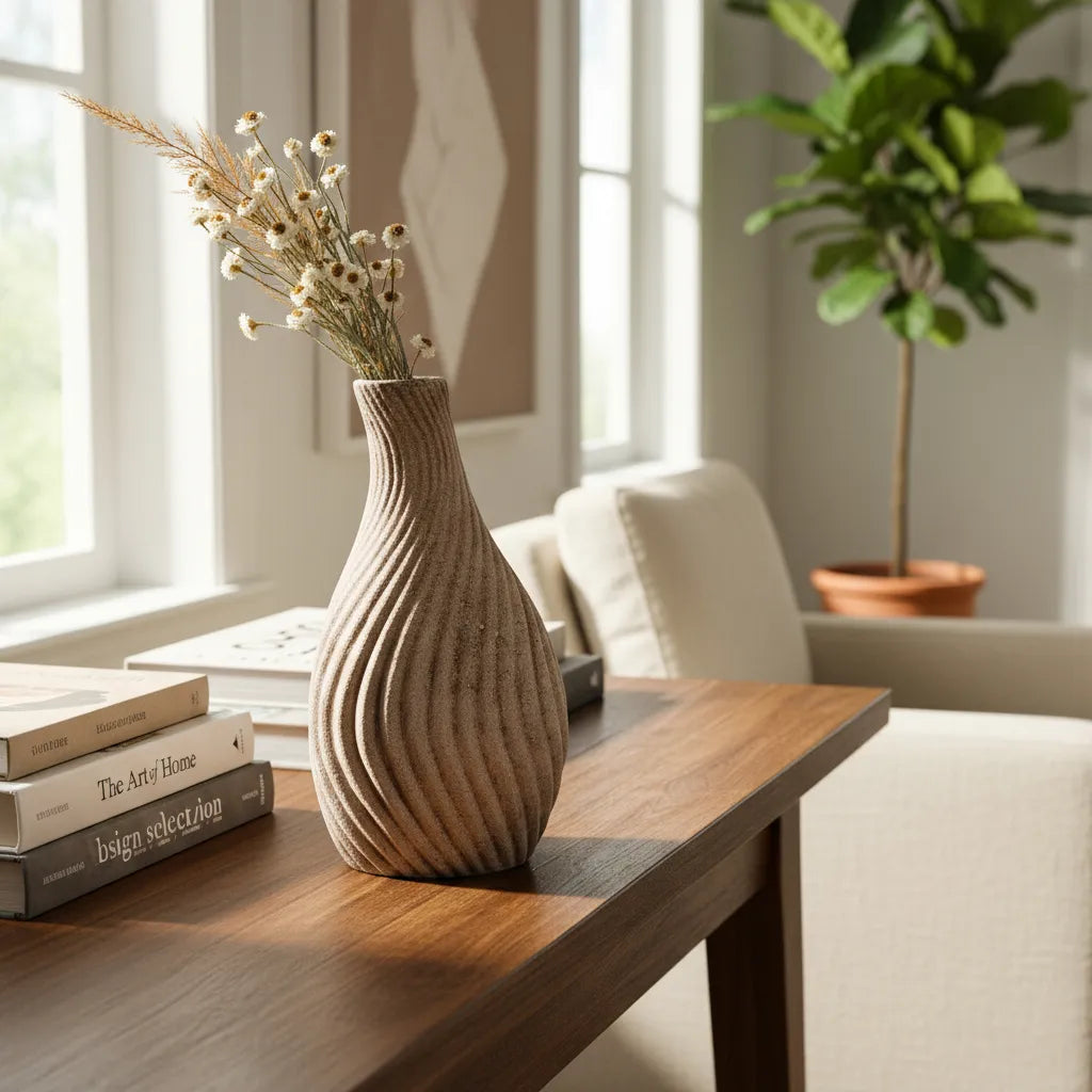 Florero Cerámica Rústica Ondas Florero Frank Home Chile