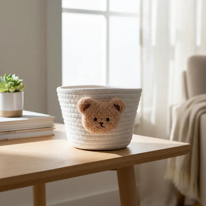 Canasto de algodón tejido Osito Canasto yute Frank Home Chile