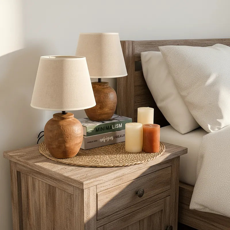 Lámpara de Sobremesa Rústica Oval Marrón Lampara de mesa Frank Home Chile