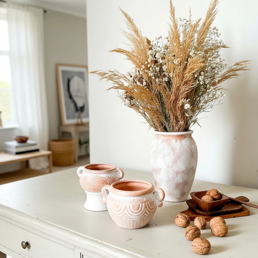 Florero Cerámica Ovalado Blanco Florero Frank Home Chile