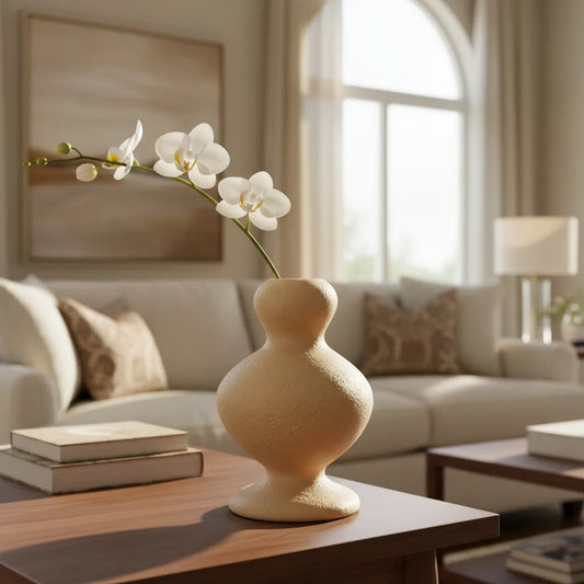 Florero Cerámica Terracota Ondas Redondo Florero Frank Home Chile