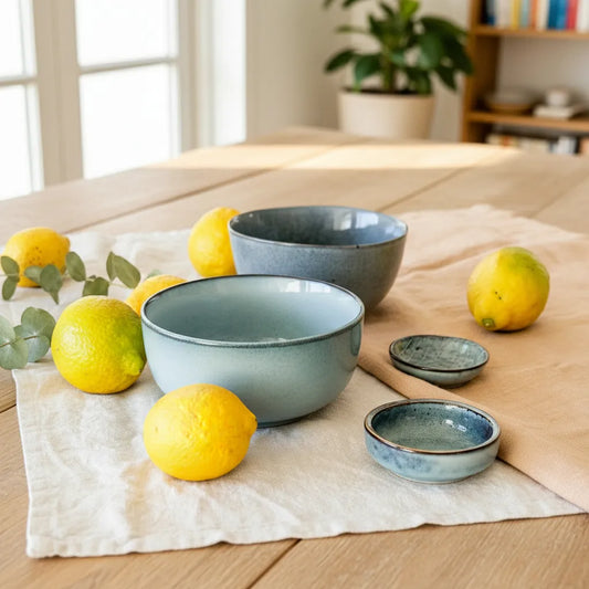 Pack Bowl y Pocillos Cerámica Rústicos Celeste - 4 Piezas pocillo Frank Home Chile
