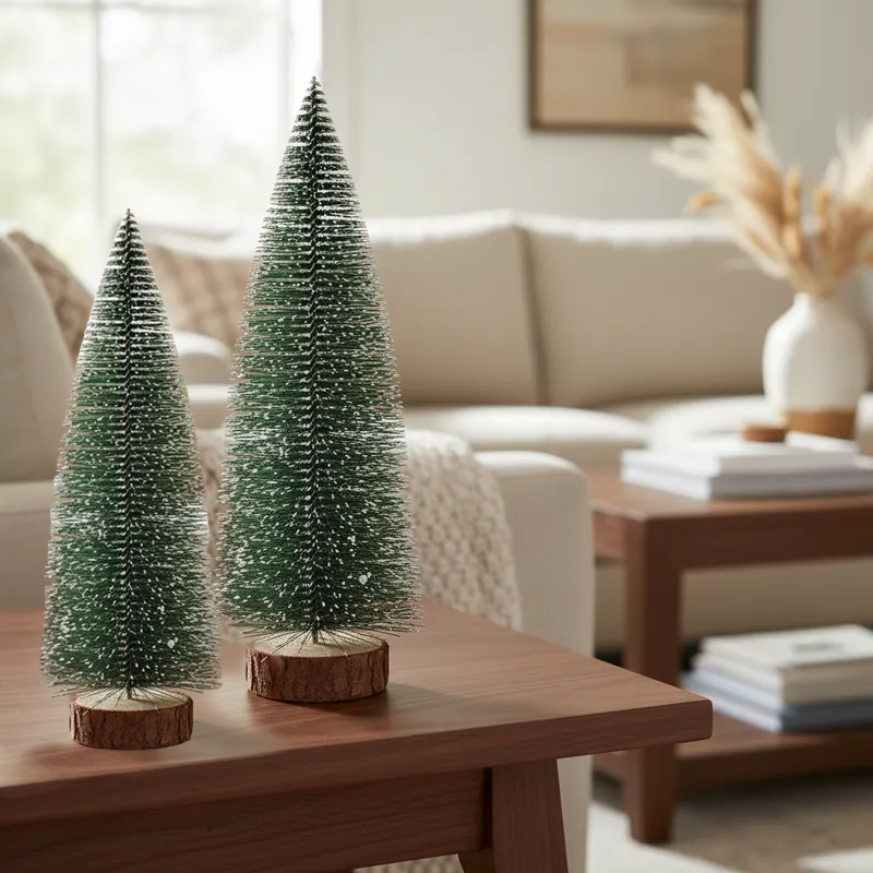 Set 2 Mini Árboles de Navidad 27cm y 21cm - Decoración Festiva Premium Adorno Frank Home Chile