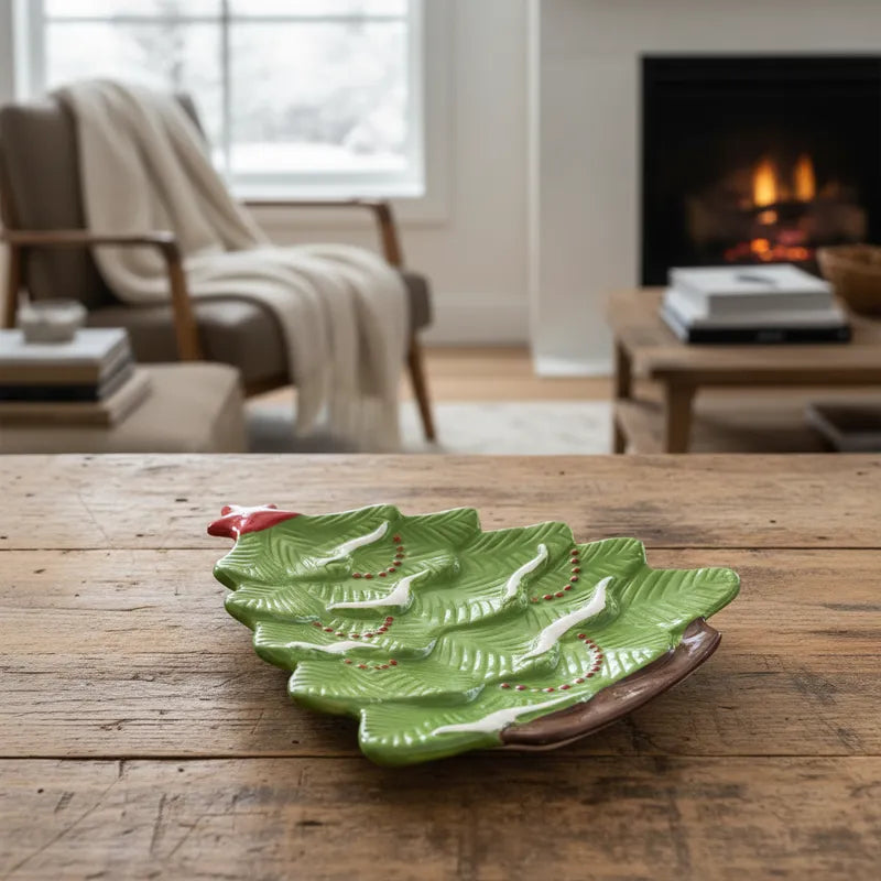 Contenedor y Bandeja Cerámica Navidad Plato bandeja Frank Home Chile