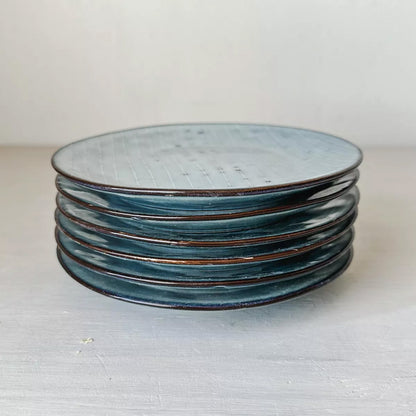 Plato rústico destonalizado líneas cerámica Plato Frank Home Chile