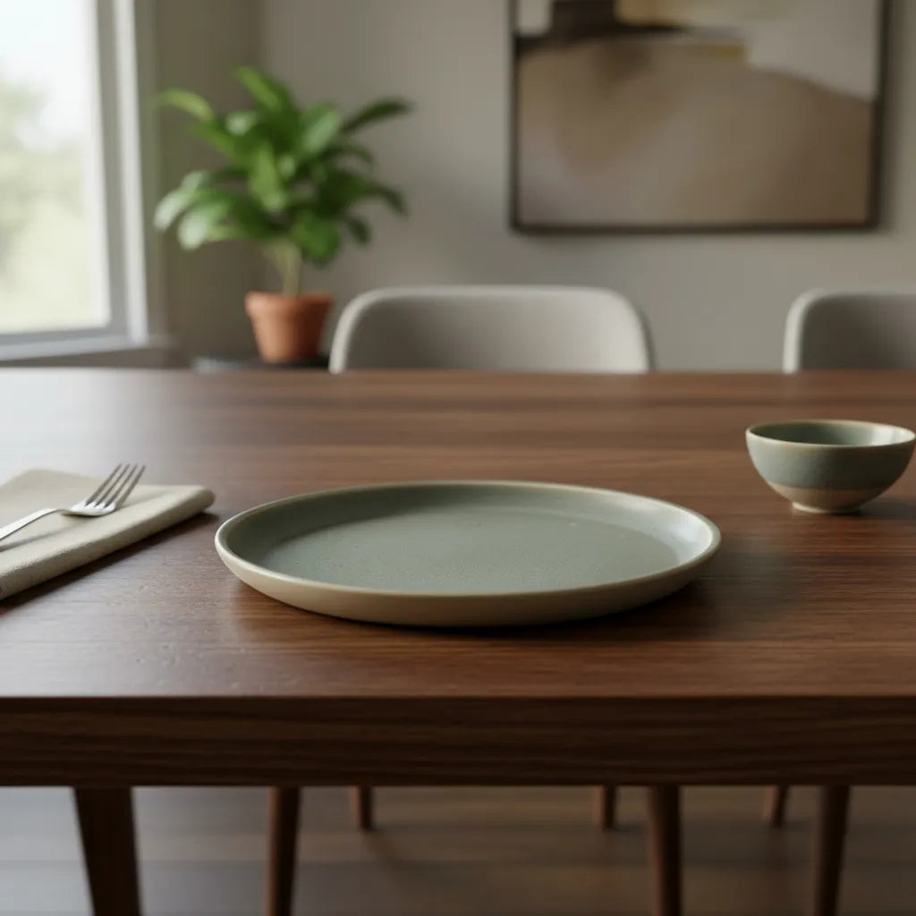 Plato Rústico Destonalizado Cerámica Verde 21.5cm - Aperitivos Plato Frank Home Chile