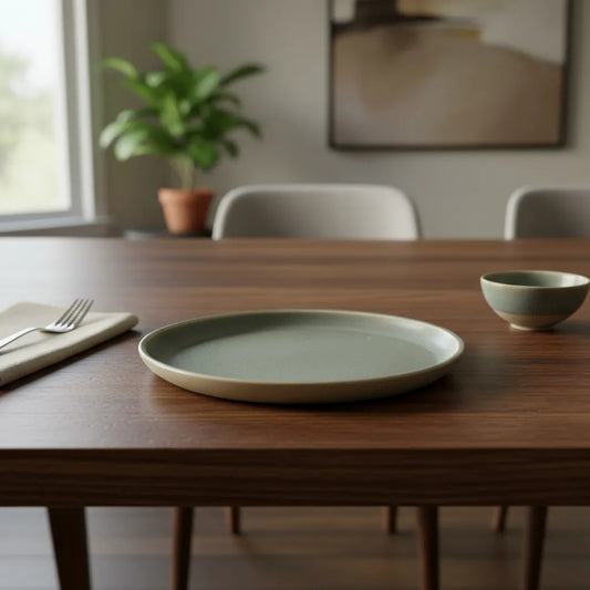 Plato Rústico Destonalizado Cerámica Verde 21.5cm - Aperitivos Plato Frank Home Chile