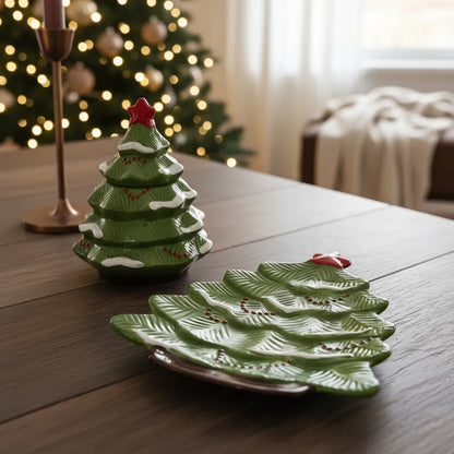 Contenedor y Bandeja Cerámica Navidad bandeja Frank Home Chile