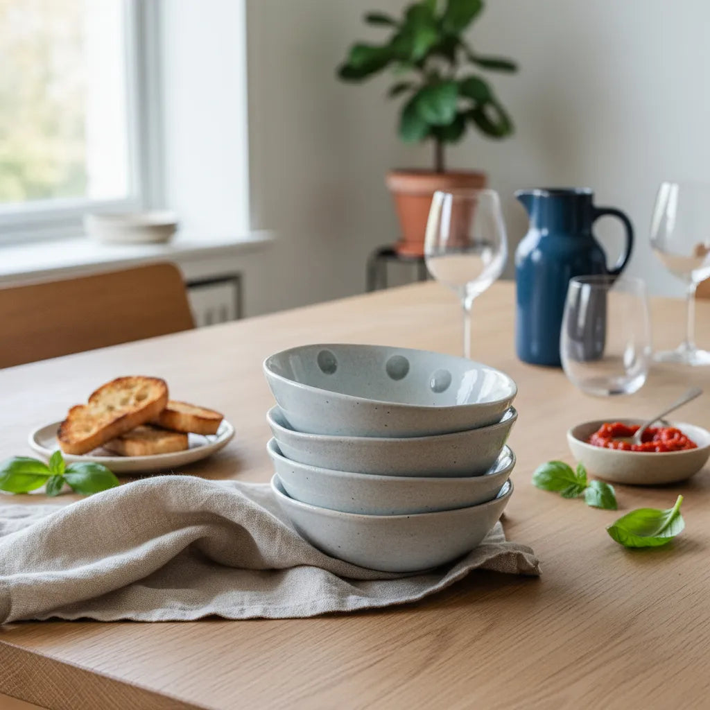 Pack de 4 Pocillos de Cerámica Rústicos con Lunares Pack Pocillos Frank Home Chile