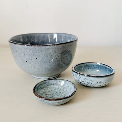 Pack bowl y pocillos cerámica rústicos 3 unidades