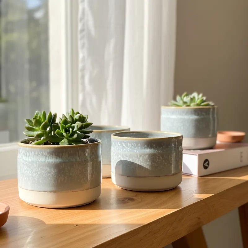 Pots Cerámica Esmaltada 12cm - Multiuso Elegante Vintage Porta Macetero Frank Home Chile