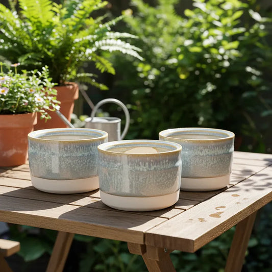 Pots Cerámica Esmaltada 12cm - Multiuso Elegante Vintage Porta Macetero Frank Home Chile