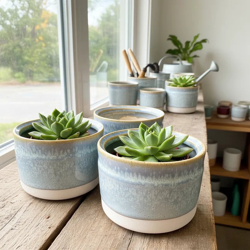 Pots Cerámica Esmaltada 12cm - Multiuso Elegante Vintage Porta Macetero Frank Home Chile