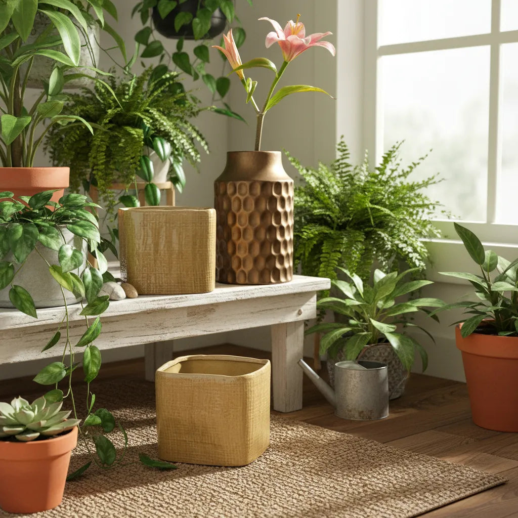 Porta Macetero Irregular Cerámica Esmaltada Porta Macetero Frank Home Chile