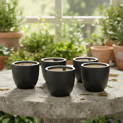 MIni Porta Macetero Cerámica Negra Porta Macetero Frank Home Chile