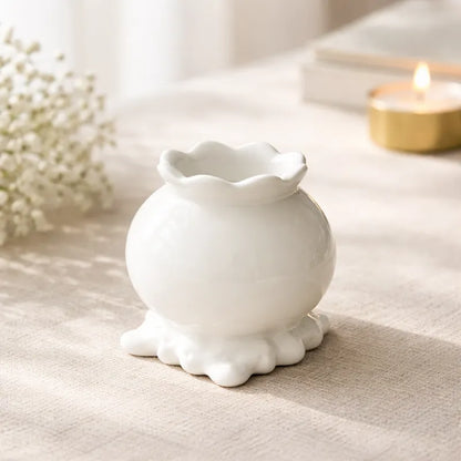Porta Vela Cerámica Esmaltada Blanca Porta Vela Frank Home Chile