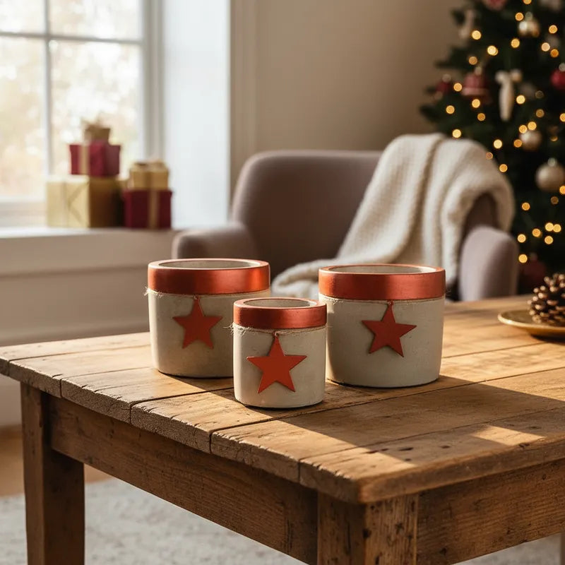 Set 3 Porta Maceteros Cemento Porta Macetero Frank Home Chile