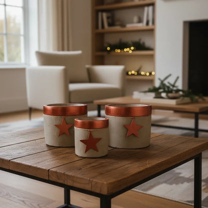 Set 3 Porta Maceteros Cemento Porta Macetero Frank Home Chile