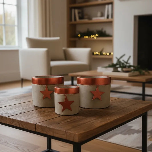 Set 3 Porta Maceteros Cemento Porta Macetero Frank Home Chile