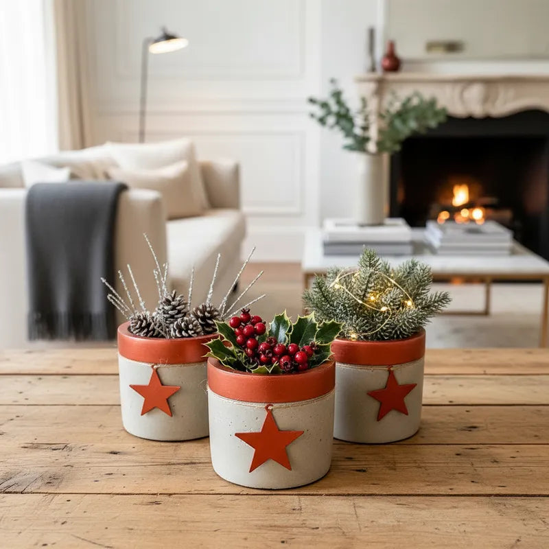 Set 3 Porta Maceteros Cemento Porta Macetero Frank Home Chile