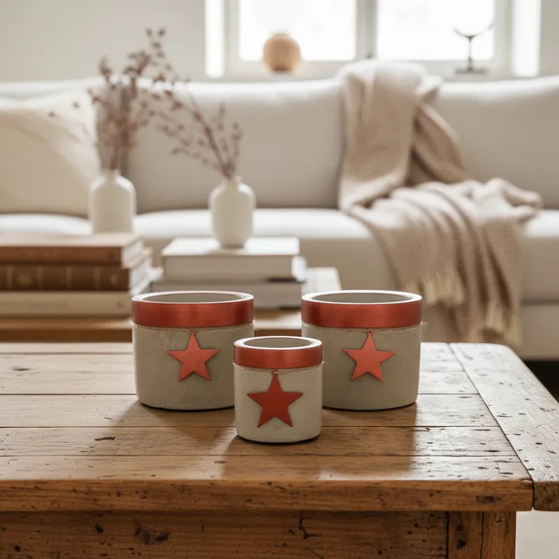 Set 3 Porta Maceteros Cemento Porta Macetero Frank Home Chile