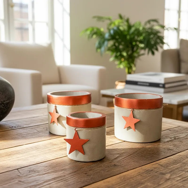 Set 3 Porta Maceteros Cemento Porta Macetero Frank Home Chile