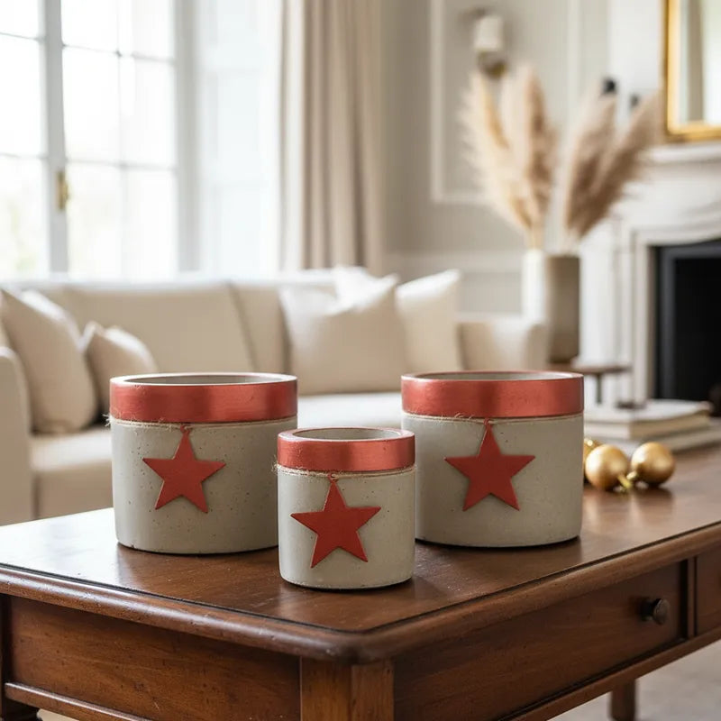 Set 3 Porta Maceteros Cemento Porta Macetero Frank Home Chile