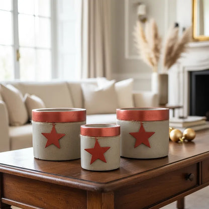 Set 3 Porta Maceteros Cemento Porta Macetero Frank Home Chile