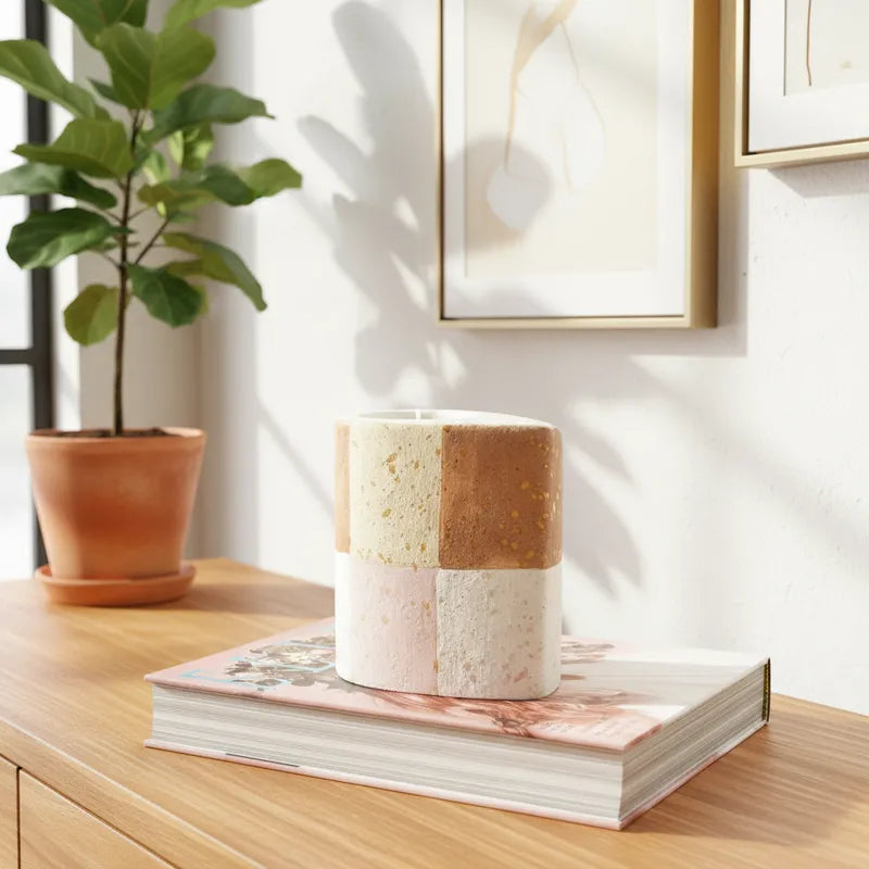 Porta Vela Cerámica Pintada a Mano 12.5cm - Diseño Artesanal Porta Vela Frank Home Chile