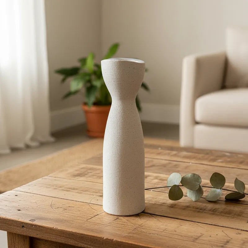 Porta Vela Cerámica Texturada 2 Tamaños - Diseño Artesanal Azul 24 cm Porta Vela Frank Home Chile