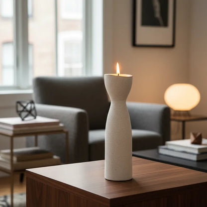 Porta Vela Cerámica Texturada 2 Tamaños - Diseño Artesanal Azul Porta Vela Frank Home Chile