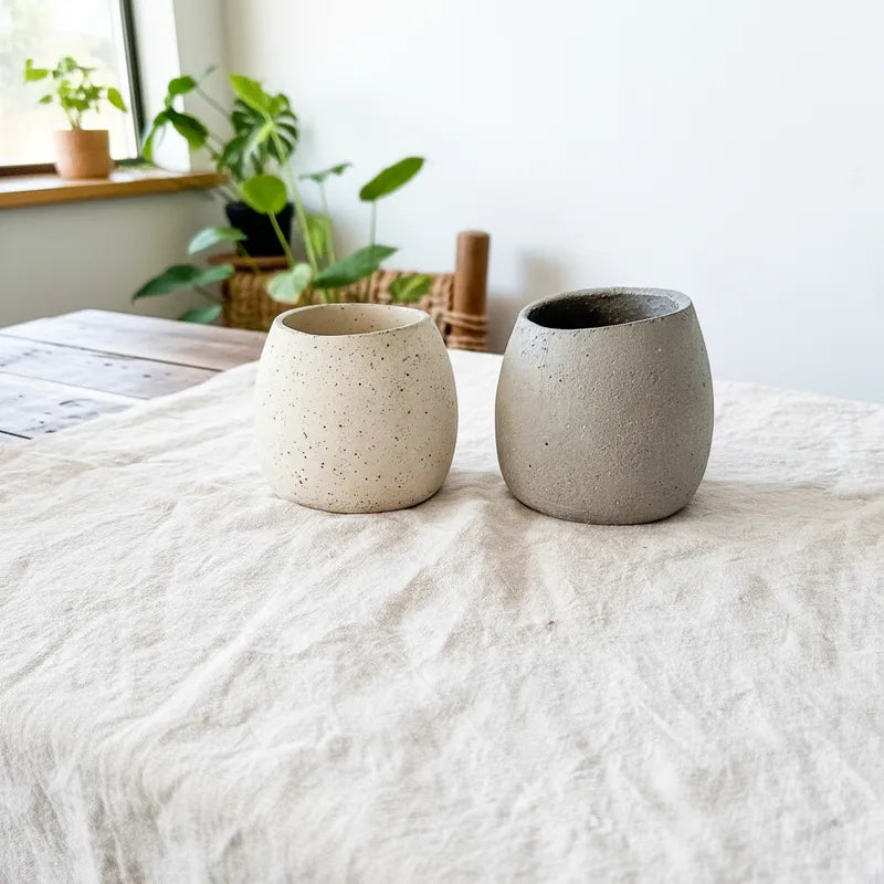 Porta Macetero Cerámica Textura Cemento Industrial Porta Macetero Frank Home Chile