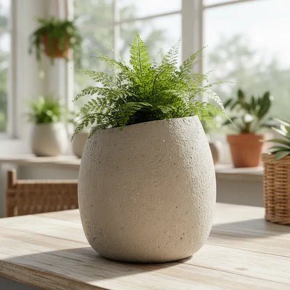 Porta Macetero Cerámica Textura Cemento Industrial Porta Macetero Frank Home Chile