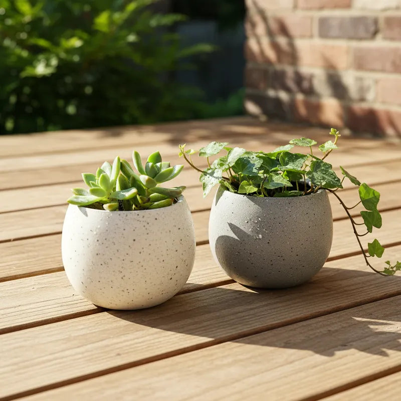 Porta Macetero Cerámica Textura Cemento Industrial Porta Macetero Frank Home Chile