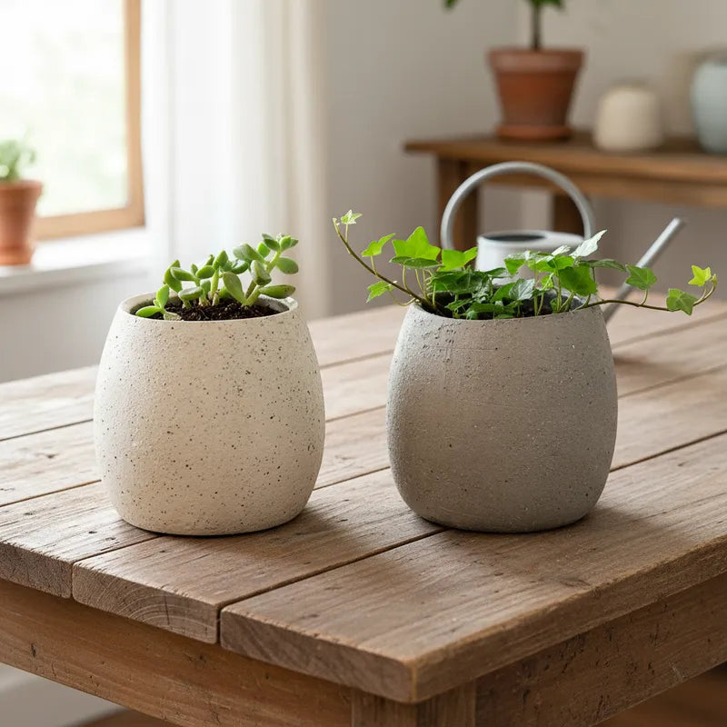 Porta Macetero Cerámica Textura Cemento Industrial Porta Macetero Frank Home Chile