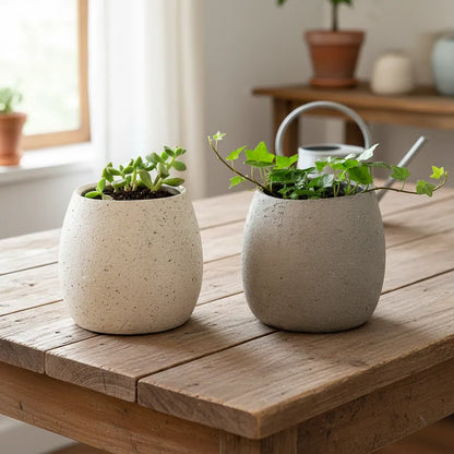 Porta Macetero Cerámica Textura Cemento Industrial Porta Macetero Frank Home Chile