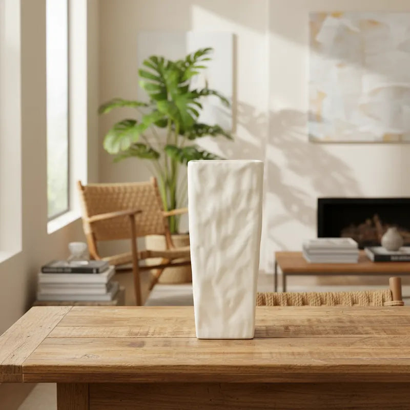 Florero Rectangular Cerámica Esmaltada 35x15 cm - Diseño Contemporáneo Florero Frank Home Chile